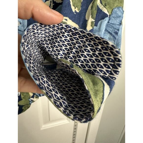 Chaps Shirt Blouse Shirt Tropical Coastal Palm Leaf Print Plus 2X Contras Cuff - Picture 3 of 8